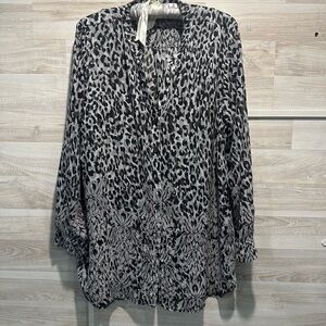 Black and Gray Animal Print Blouse